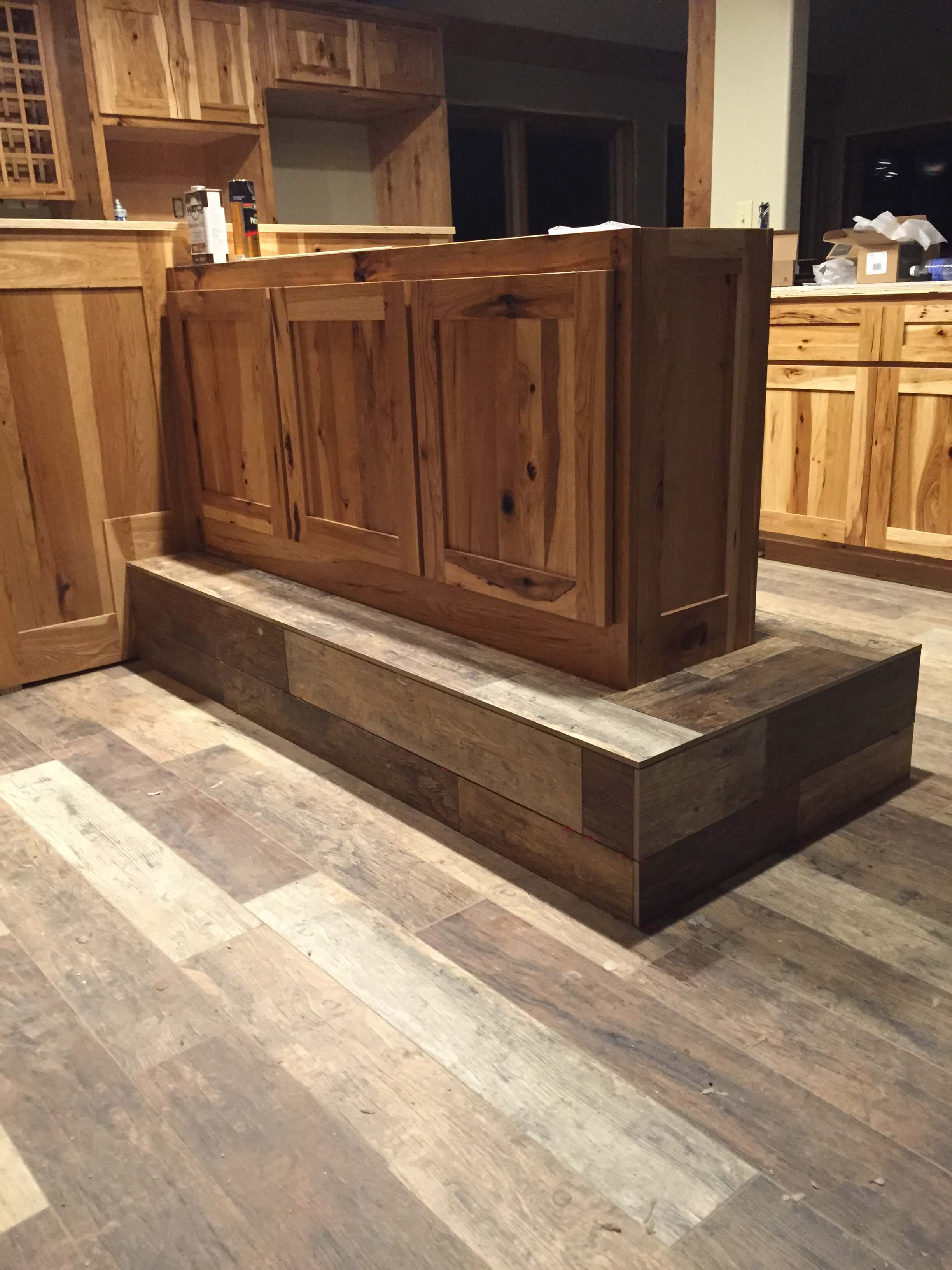 Kitchen Bar Step with Wood Tile