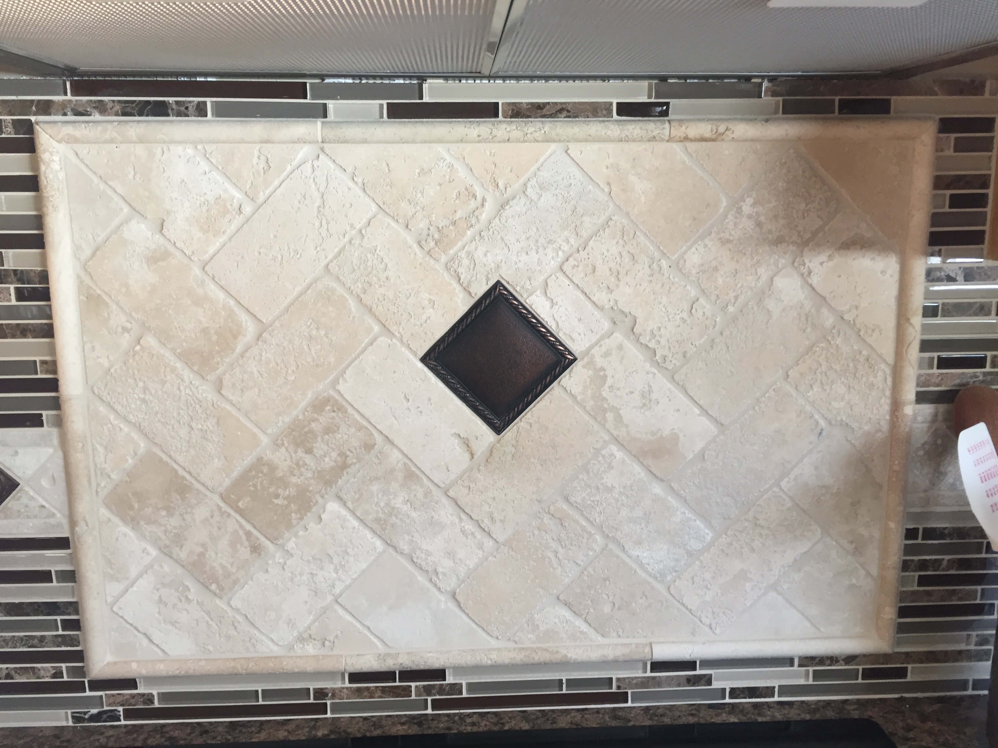 Tumbled Marble Kitchen Backsplash